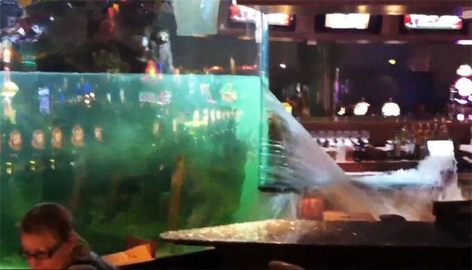 13,000 gallon aquarium ruptures, forces casinos shutdown