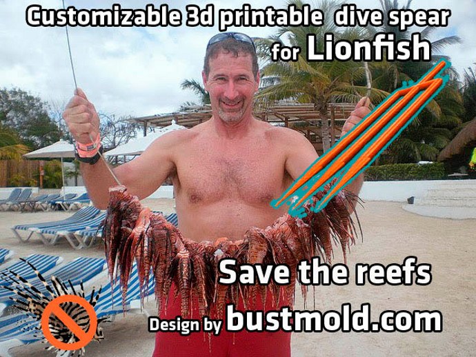 Controlling lionfish with 3D printed fish spears